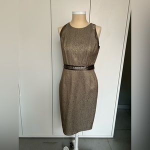 Carmen Marc Valvo formal sleeveless fitted dress with organza trim